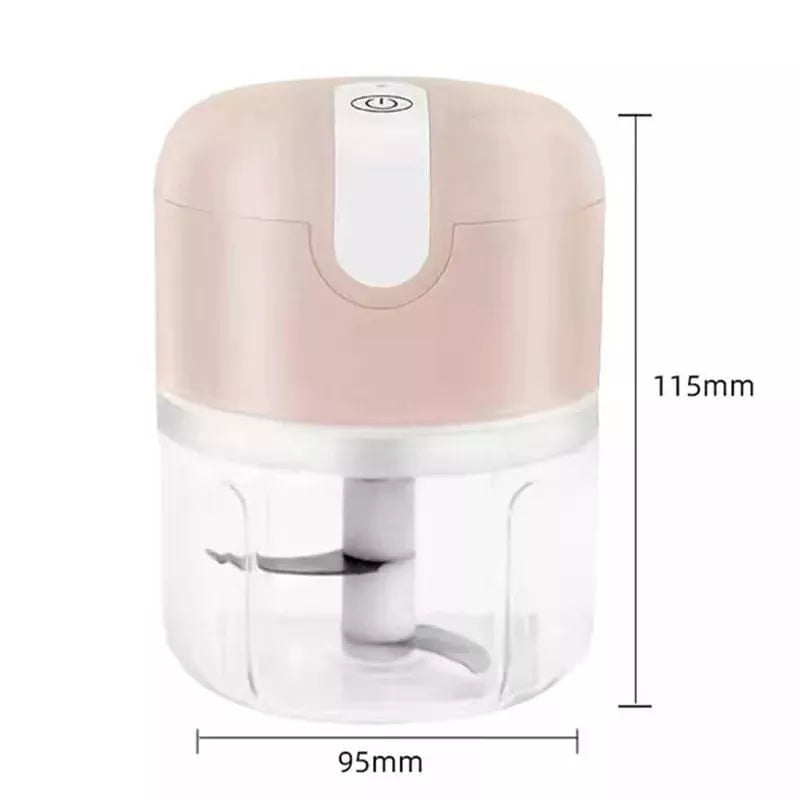 Mini Processador Elétrico de Alimentos Portátil com 3 lâminas de aço inox USB 250 ml Bivolt