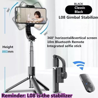 NUOWA Gimbal Estabilizador Bastão De Selfie Tripé Stick TriPod Bluetooth 4.0 Sem Fio L08