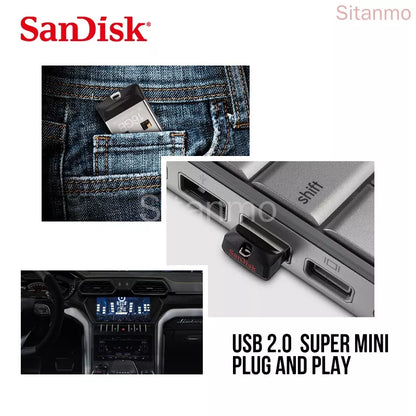 Sandisk Pendrive 128GB Mini 64GB 4GB 16GB 32GB Cruzer CZ33 USB Flash Drive 2.0