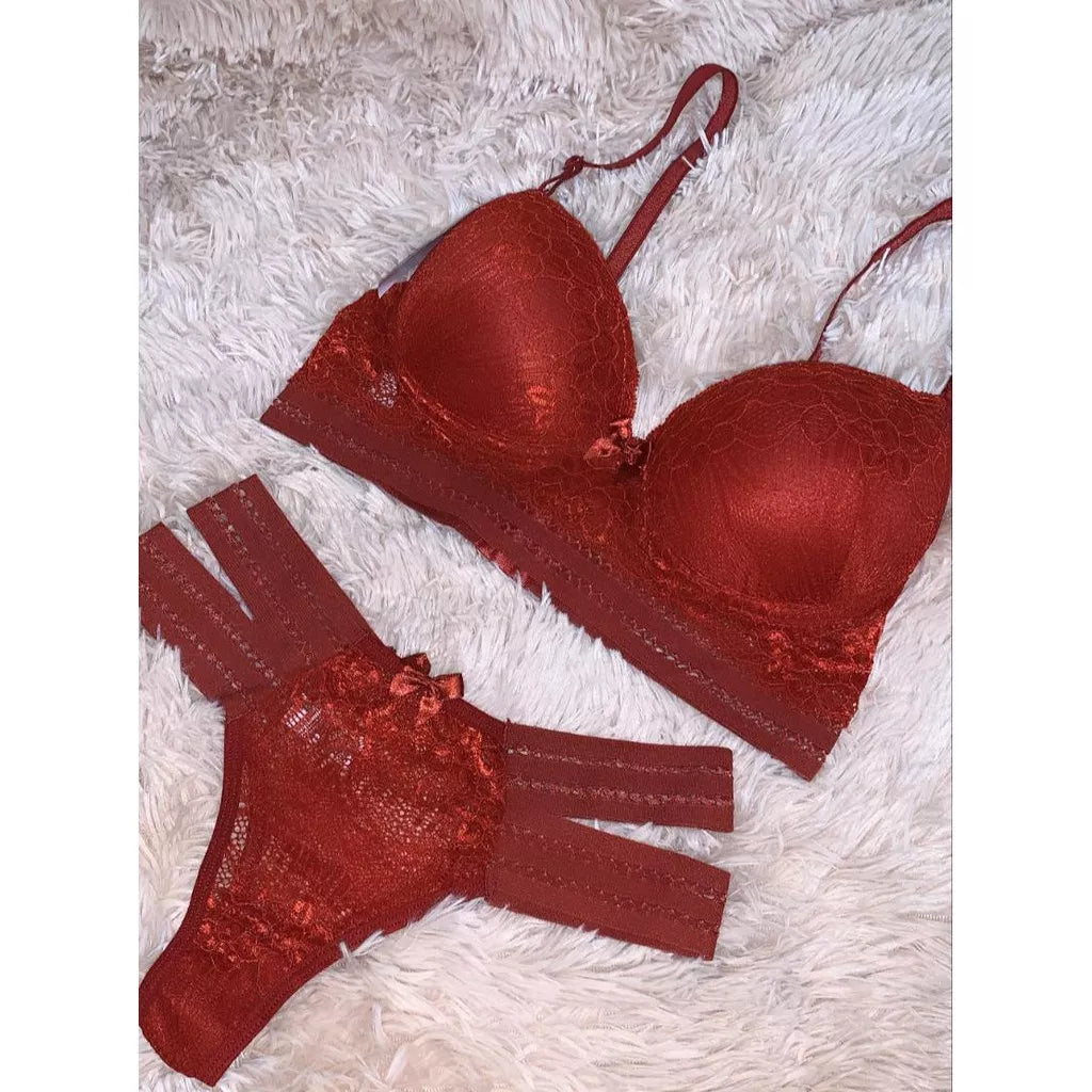 Conjunto 2 Tiras Laterais Sutian Com Calcinha Super Luxo Lingerie Roupa Cropedd