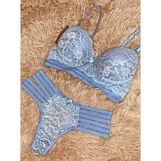 Conjunto 2 Tiras Laterais Sutian Com Calcinha Super Luxo Lingerie Roupa Cropedd