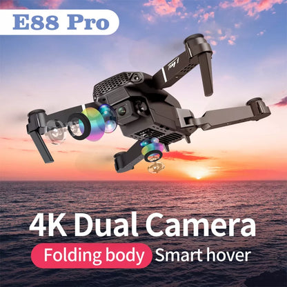 Drone E88 Pro 4K HD Dual Camera Posicionamento 1080P WiFi FPV Nova 2023 Altura Manter Profissional RC Quadcopter