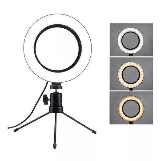 Ring Light de Mesa Blogueira Portátil Luminária De Led 6 Polegadas + Tripé De 16 Cm Right