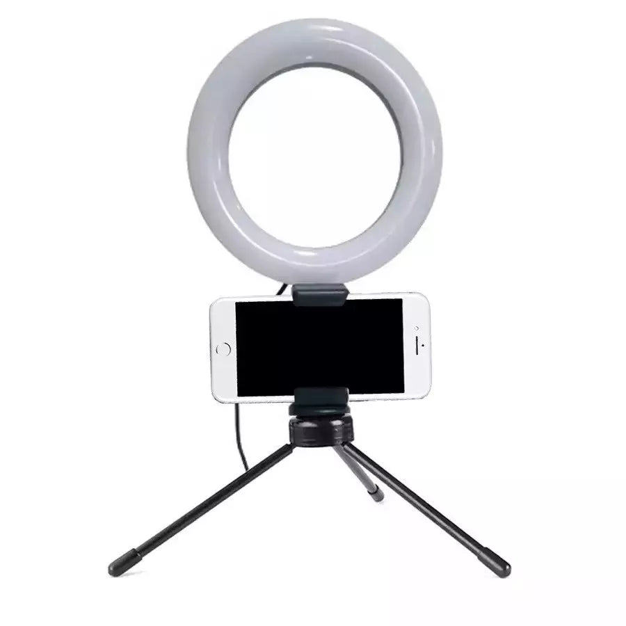 Iluminador Ring Light 6 Polegadas (16cm) com Tripe e Suporte para Celular