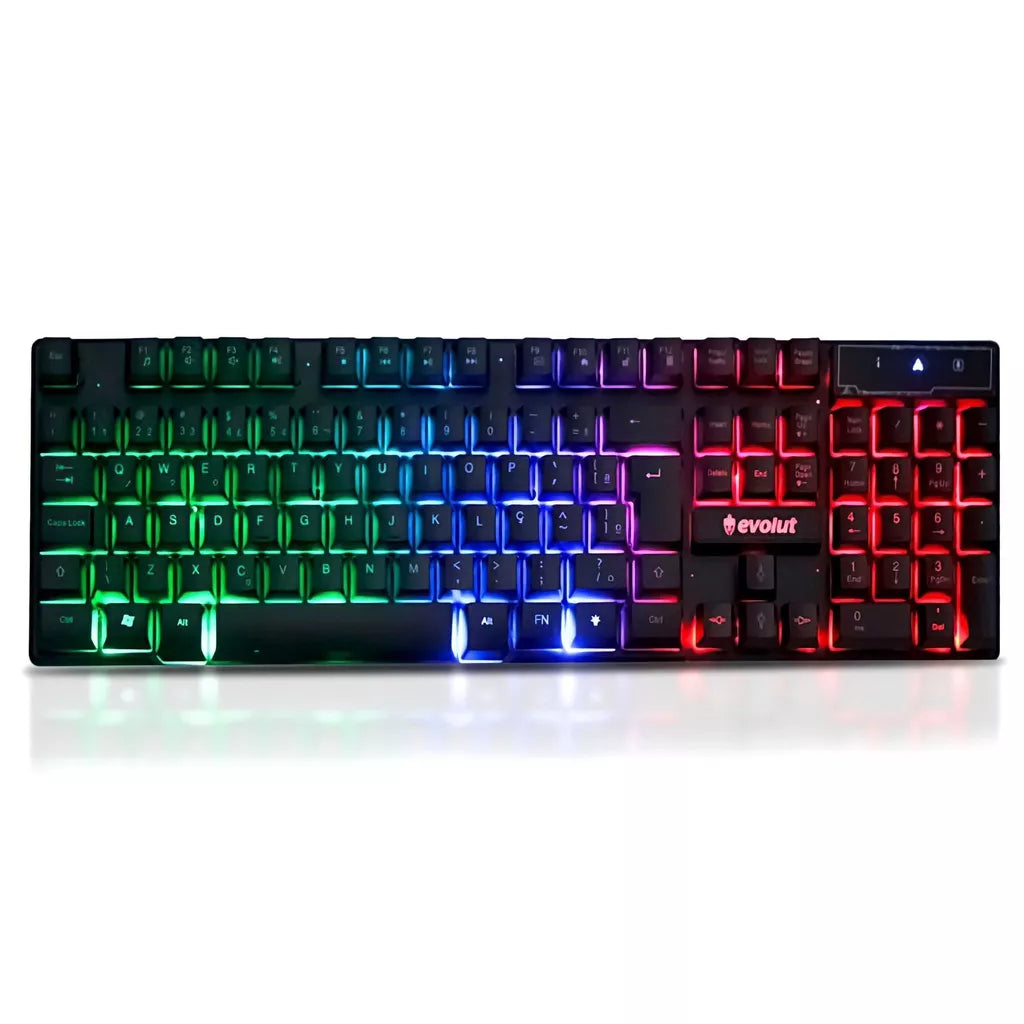 Teclado Gamer Semi Mecânico Led RGB Rainbow EG 206 Evolut