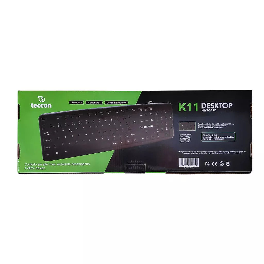 Teclado USB Padrão Abnt2 K11 para PC Notebook