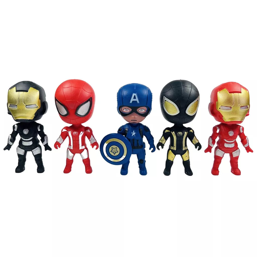 Marvel Herói 8CM Avengers Conjunto De Boneca Brinquedos -Homem de Ferro, Homem Aranha, Capitão América, Pantera negra, Homem Morcego & Groot