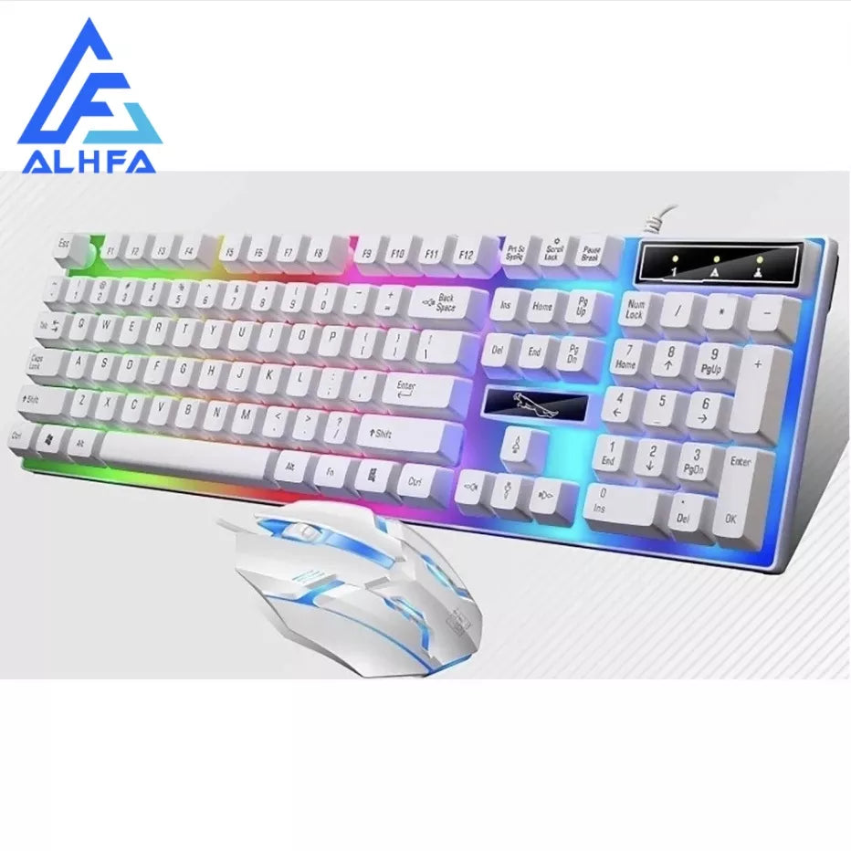 Kit Teclado Mouse Semi Mecânico RGB LED Gamer Jogo M400/M300 Com Fio