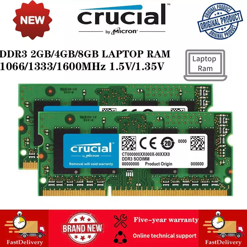 Crucial notebook RAM DDR3/DDR3L 2GB 4GB 8GB 1066/1333/1600MHz PC3-12800S Memória Para