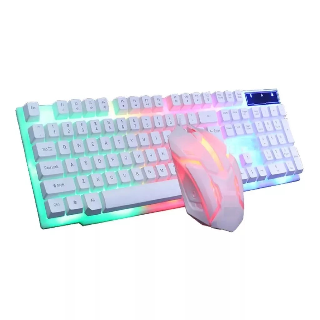 Kit Teclado Mouse Semi Mecânico RGB LED Gamer Jogo M400/M300 Com Fio