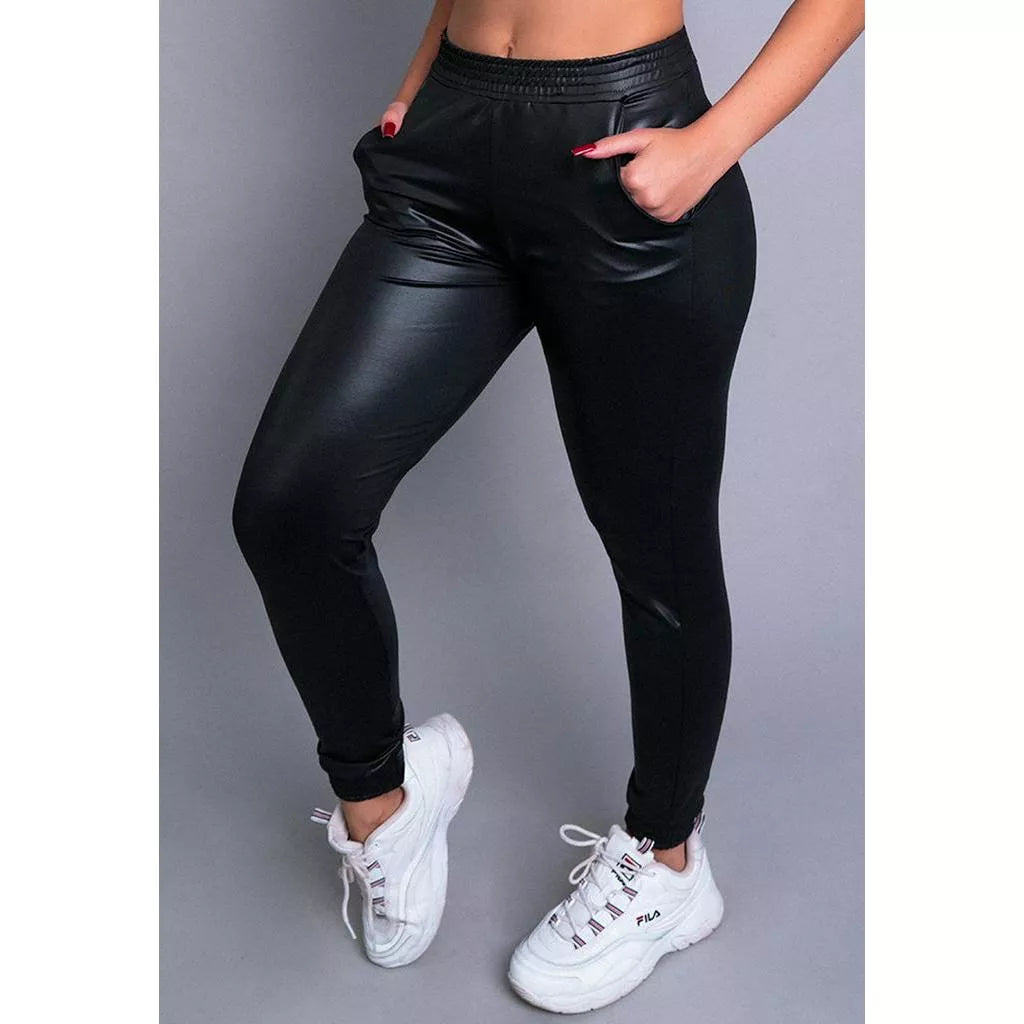 Calça Jogger Cirre Feminina Cintura Alta Hot Pants Ribana