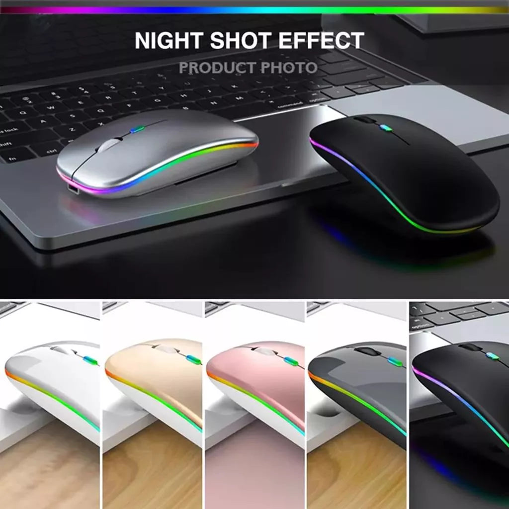 Mouse Bluetooth e Wireless Recarregável Sem Fio Gamer Led Rgb 2.4 ghz Bt 5.0 Compatível com Celular Notebook Computador Tablet