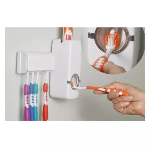 Dispenser de Creme Dental Pasta de Dente Suporte Escova Dente BRANCO