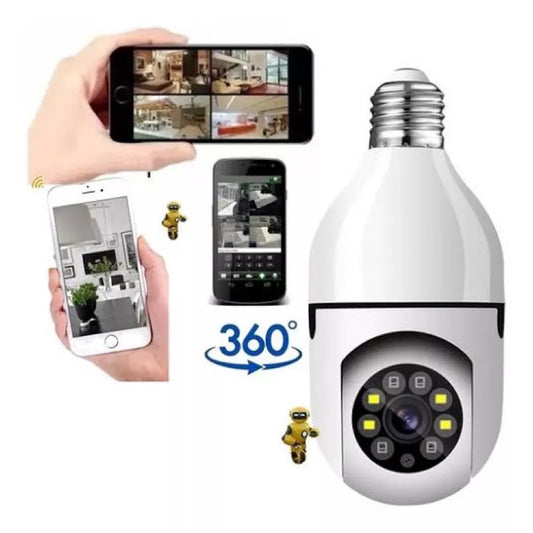 Câmera segurança wifi ip sem fio 360 com encaixe lampada bocal aplicativo yoosee ptz full HD visão noturna - bivolt