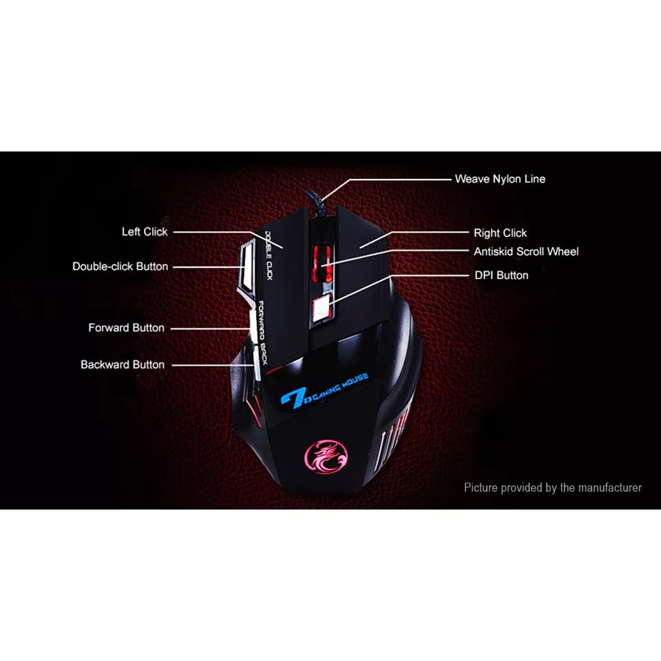 Mouse Gamer Laser X7 2400dpi Led Usb 7 Botões Profissional