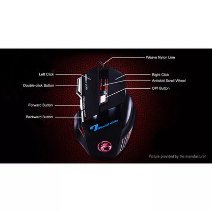 Mouse Gamer Laser X7 2400dpi Led Usb 7 Botões Profissional