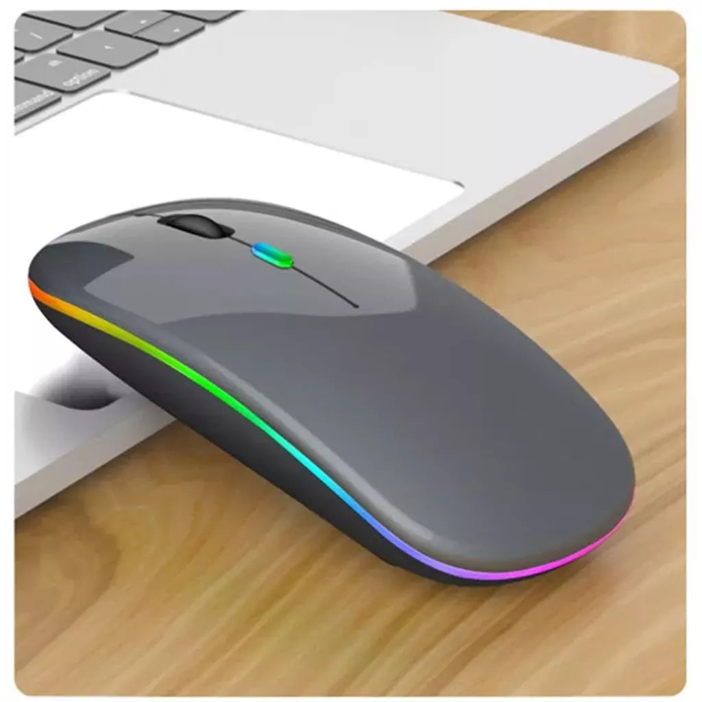 Mouse Bluetooth e Wireless Recarregável Sem Fio Gamer Led Rgb 2.4 ghz Bt 5.0 Compatível com Celular Notebook Computador Tablet