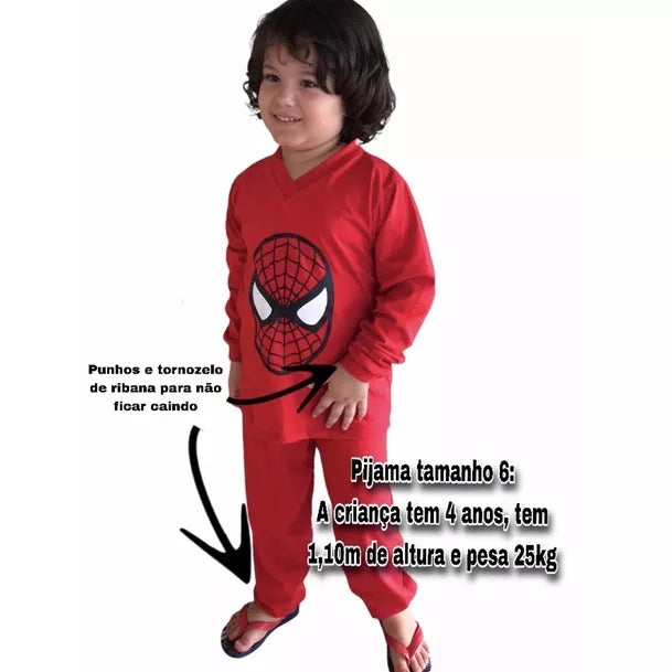 Pijama infantil longo personagem masculino - com personagens manga longa e calça