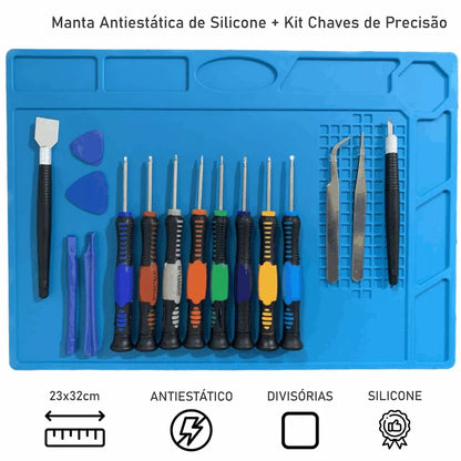 Kit Manta Antiestática Celular + Jogo de Chaves 16 Itens KIT COMPLETO