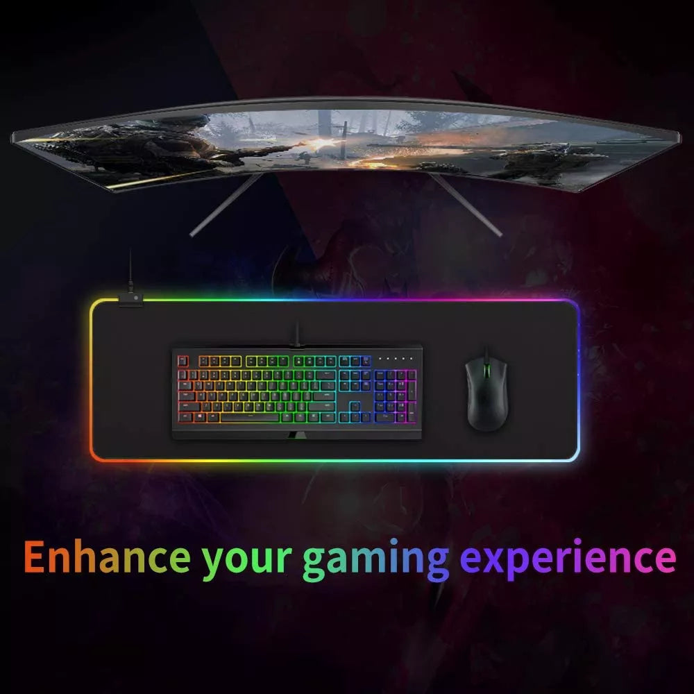 Mouse Pad Gamer Grande Speed Borda Led 7 Cores Rgb Impermeável 300mm X 800mm