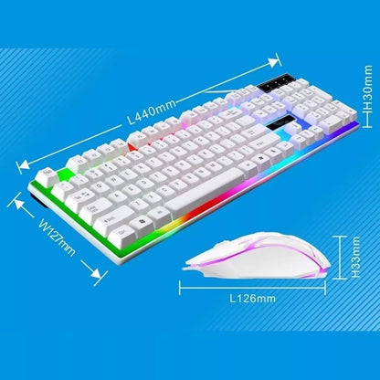 Kit Teclado Mouse Semi Mecânico RGB LED Gamer Jogo M400/M300 Com Fio