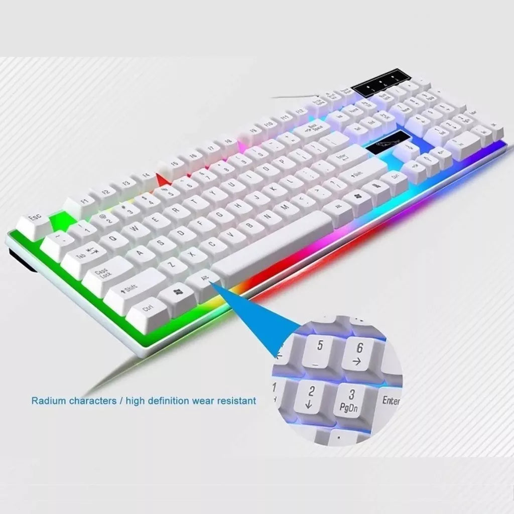 Kit Teclado Mouse Semi Mecânico RGB LED Gamer Jogo M400/M300 Com Fio