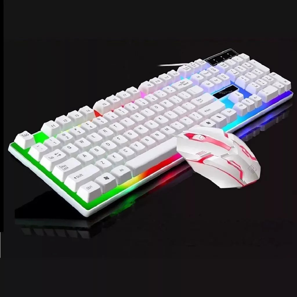 Kit Teclado Mouse Semi Mecânico RGB LED Gamer Jogo M400/M300 Com Fio