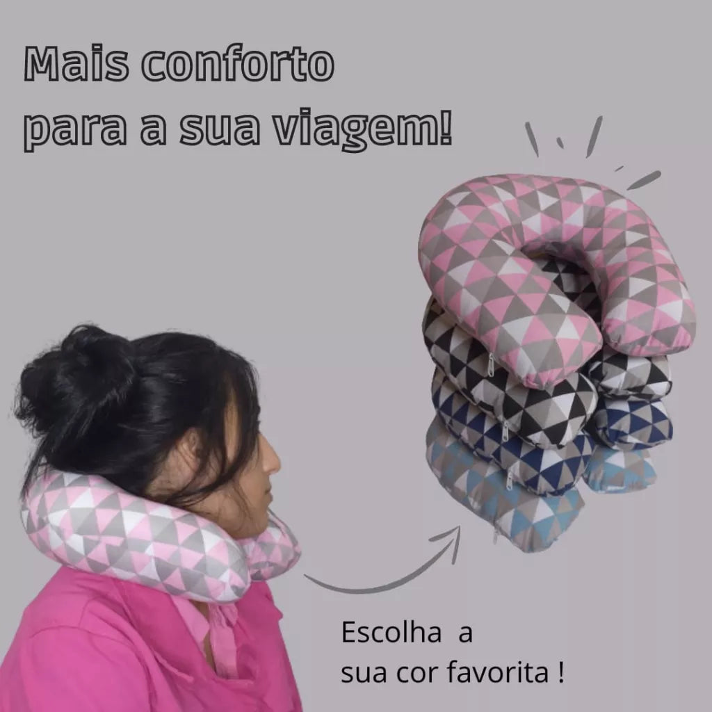 Almofada De Pescoço Algodão/travesseiro De Viagem Cervical Com Zíper