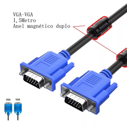 Cabo Vga e Vga Para Monitor Projetor Lcd Pc Tv 1.5Metro