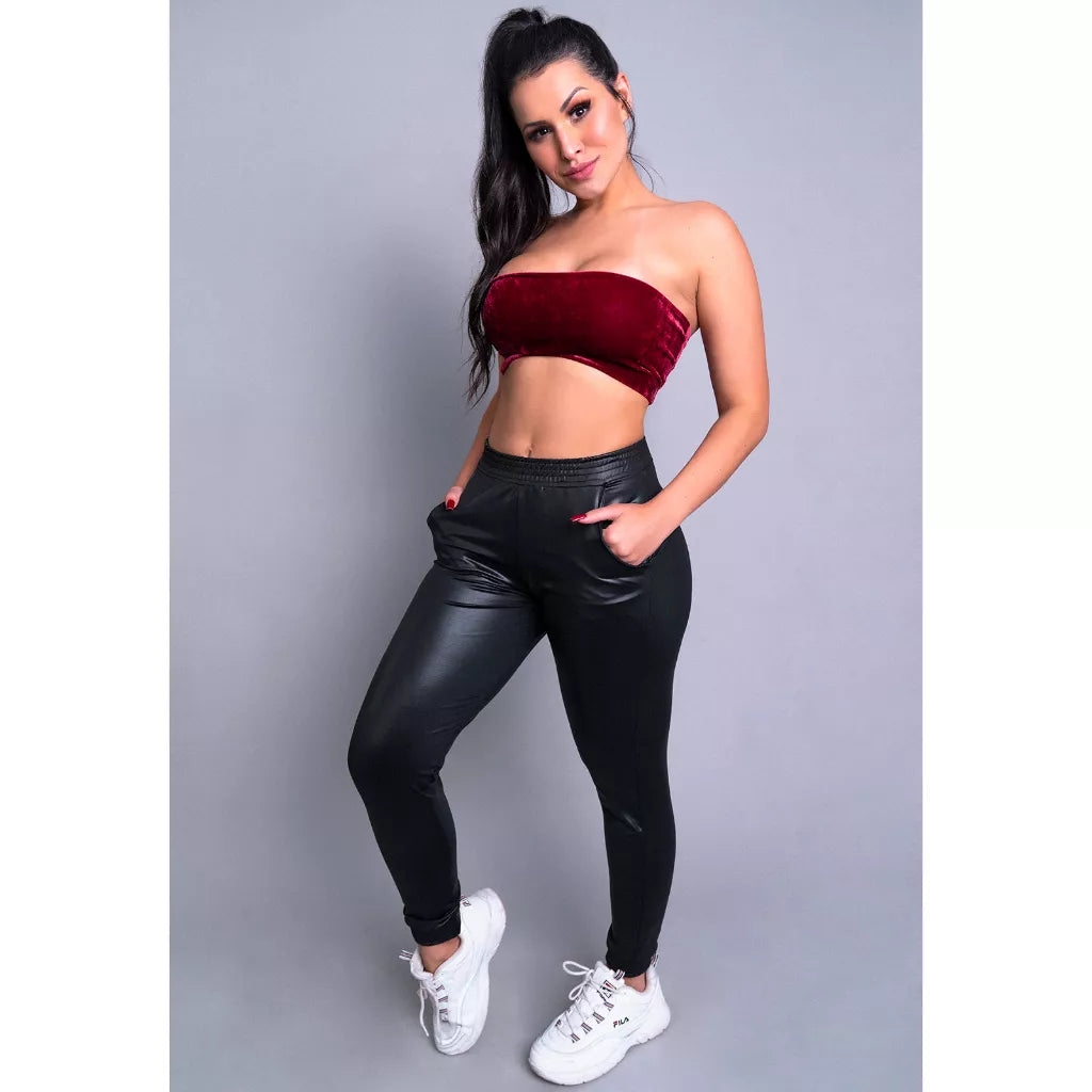 Calça Jogger Cirre Feminina Cintura Alta Hot Pants Ribana