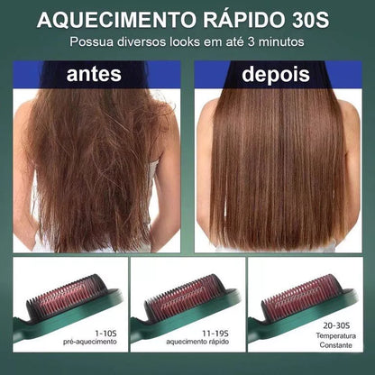 Escova Alisadora Bivolt 5 em 1 - Alisa, Hidrata, Modela, Alinha e Anti-Frizz