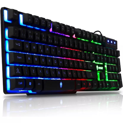 Teclado Gamer Semi Mecânico Led RGB Rainbow EG 206 Evolut