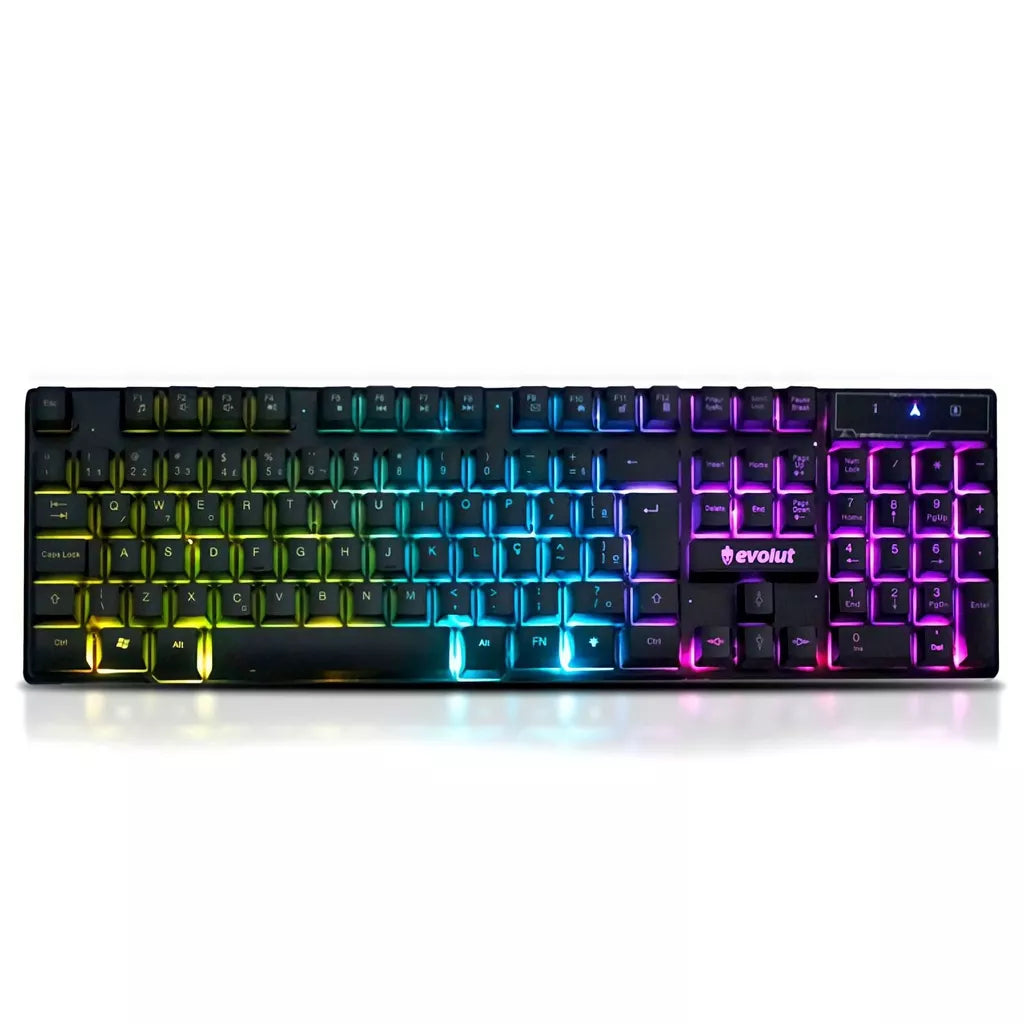 Teclado Gamer Semi Mecânico Led RGB Rainbow EG 206 Evolut