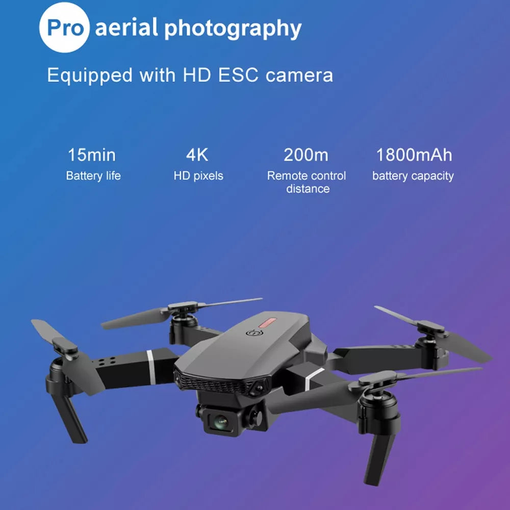 Drone E88 Pro 4K HD Dual Camera Posicionamento 1080P WiFi FPV Nova 2023 Altura Manter Profissional RC Quadcopter