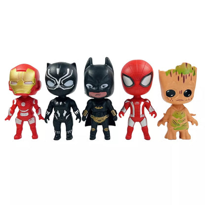 Marvel Herói 8CM Avengers Conjunto De Boneca Brinquedos -Homem de Ferro, Homem Aranha, Capitão América, Pantera negra, Homem Morcego & Groot