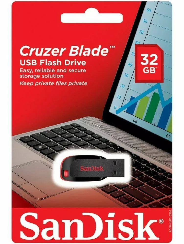 Sandisk Cruzer Lâmina Flash Drive 4GB 8GB 16GB 32GB 64GB 128GB Usb 2.0 Caneta Memory Stick