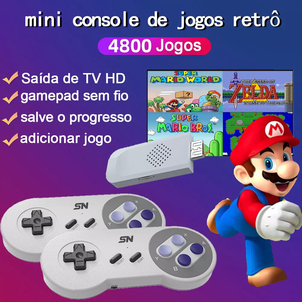 16-Bit Console HDMI Sem Fio TV Retro Para SNES NES 4800 + Game Stick Para super nintendo