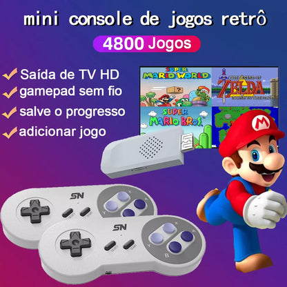 16-Bit Console HDMI Sem Fio TV Retro Para SNES NES 4800 + Game Stick Para super nintendo