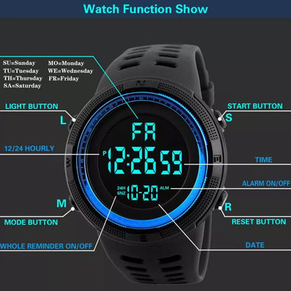 Relógio militar esportivo digital multifuncional moda à prova d'água ao ar livre