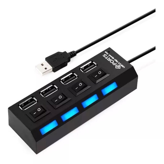 Hub USB com 4 Entradas USB 2.0 de Alta Velocidade com Botão Liga/Desliga