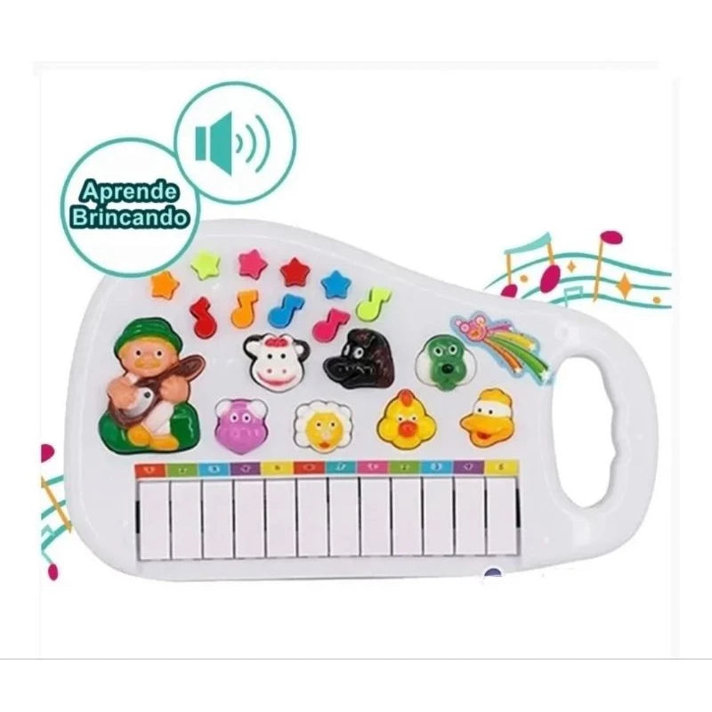 Piano Teclado Animal Infantil Sons Eletrônico 12 Teclas