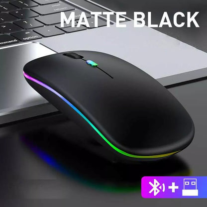 Mouse Bluetooth e Wireless Recarregável Sem Fio Gamer Led Rgb 2.4 ghz Bt 5.0 Compatível com Celular Notebook Computador Tablet