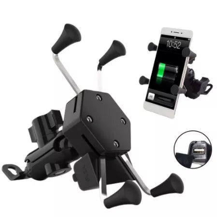 Suporte Garra Para Celular Moto Universal Com Carregador Usb