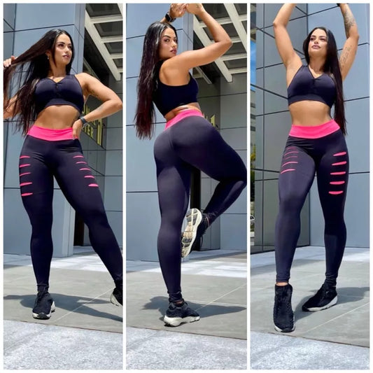 conjunto calça leg legging detonado  mais top feminino suplex academia treino