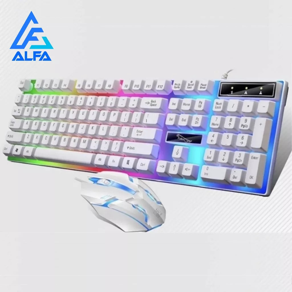 Kit Teclado Mouse Semi Mecânico RGB LED Gamer Jogo M400/M300 Com Fio