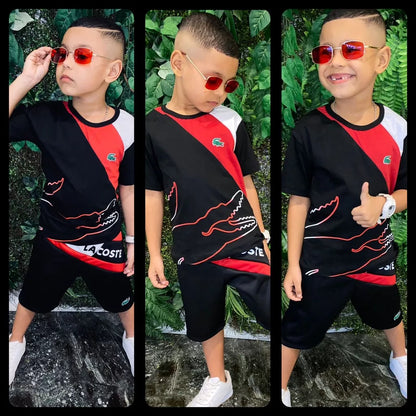 Conjunto infantil Menino masculino bermuda e camiseta estampada Modelo 2023