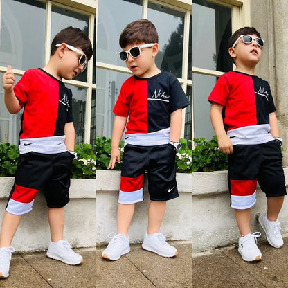 Conjunto infantil Menino masculino bermuda e camiseta estampada Modelo 2023