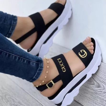 Sandália Feminina De Verão Plataforma Sapatos De Salto Sandalias Mujer Cunhas Leve