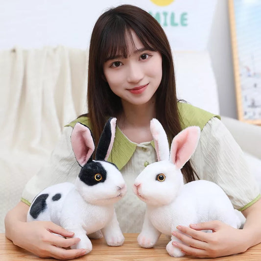 Simulação Fofo Coelho Pelúcia Pele Realista Kawaii Animal Páscoa Brinquedo Modelo Presente Decoração De Casa