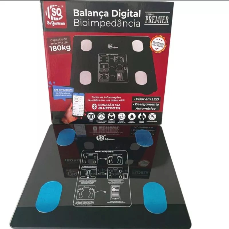 Balança Digital Bioimpedância Peso Corporal  Banheiro Academia Bluetooth 140kg